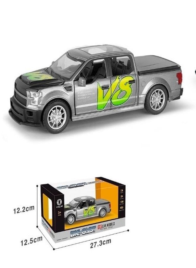 PANSHUB شاحنة بانشوب F150 بلاك رابتور بيك أب، لعبة للأولاد، نموذج معدني مصبوب مع أضواء وأصوات، لعبة سيارة تعمل بالسحب للخلف للأطفال من عمر 3 سنوات فما فوق (سيارة رابتور بمقياس 1:24 - أسود) - Image 2